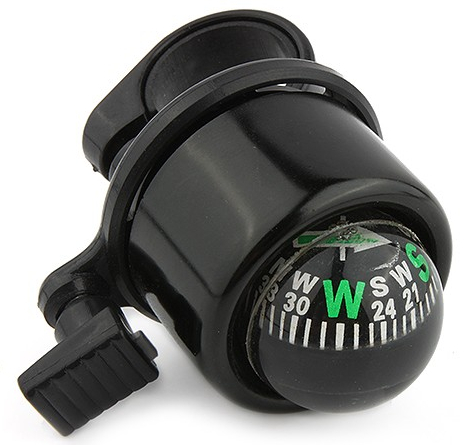 Multi Function Bike Bicycle Bell & Compass Handlebar Mount Black Color - Click Image to Close